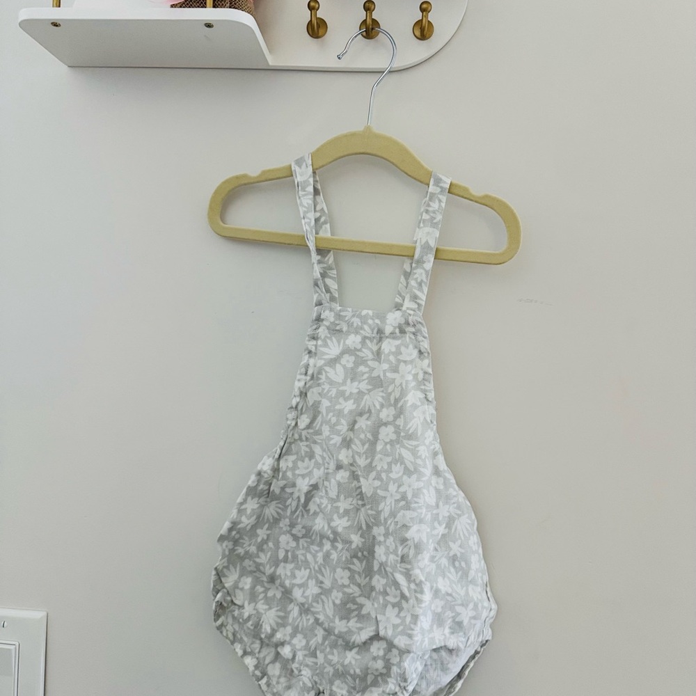 Rylee + Cru Gray Floral One-Piece Romper